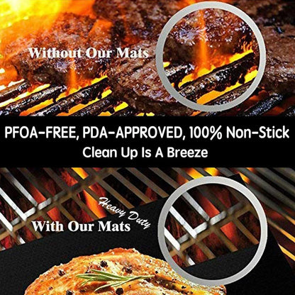 Non-Stick BBQ Grill Mat - Heat Resistant, Reusable Outdoor Baking Mat for Barbecue Party, 40x33cm Grill Accessories