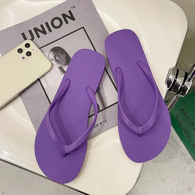 Women's Summer Flat Flip Flops - Comfortable Indoor Home Slippers in Multiple Colors