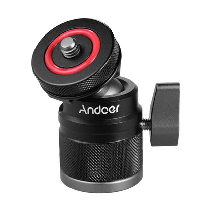 Andoer 2 in 1 Ball Head with 1/4" Screw Mount, 360° Aluminum Alloy for Camera, Phone Holder, Speedlite, Tripod, and Selfie Stick