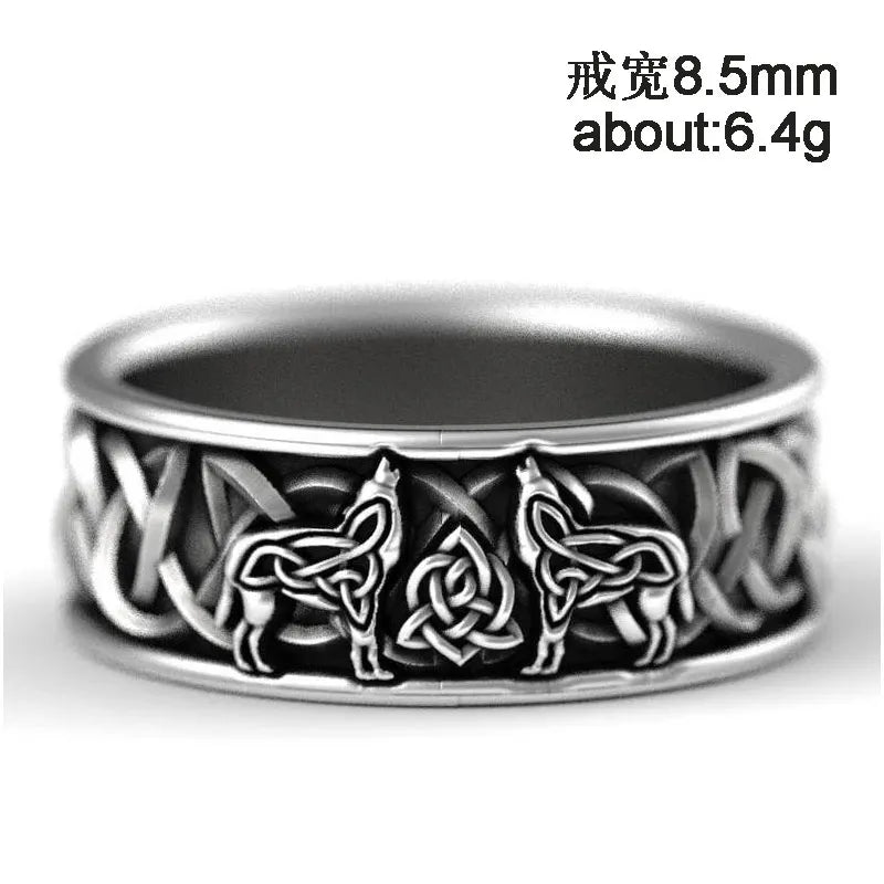 Huitan Viking Giant Wolf Ring – Nordic Mythology Totem, Unisex Punk Hip Hop Fashion Jewelry Gift