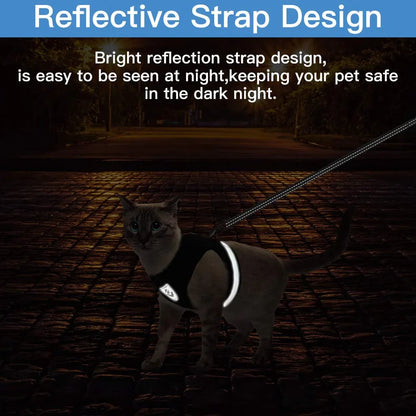 Breathable Cat Harness and Leash: Escape-Proof Pet Clothes Vest for Kitten, Puppy Dogs - Adjustable, Reflective, Easy Control