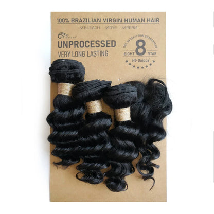 Kinky Curly Human Hair Bundles with Closure – Short Indian Hair Bundles with Circular Closure
