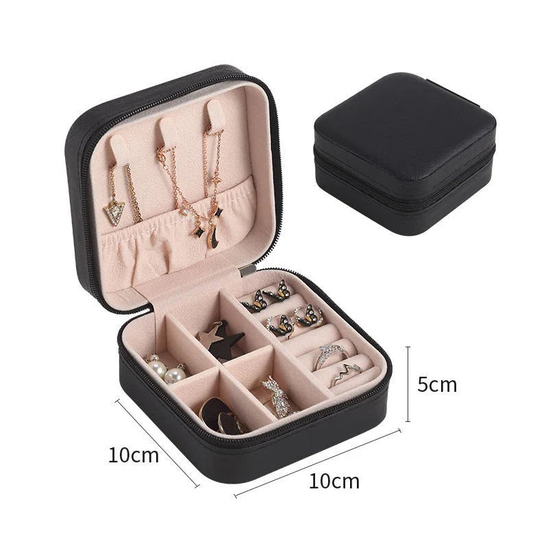 Double-Layer Wooden Jewelry Box – PU Leather Ring & Accessory Organizer with Storage and Makeup Case