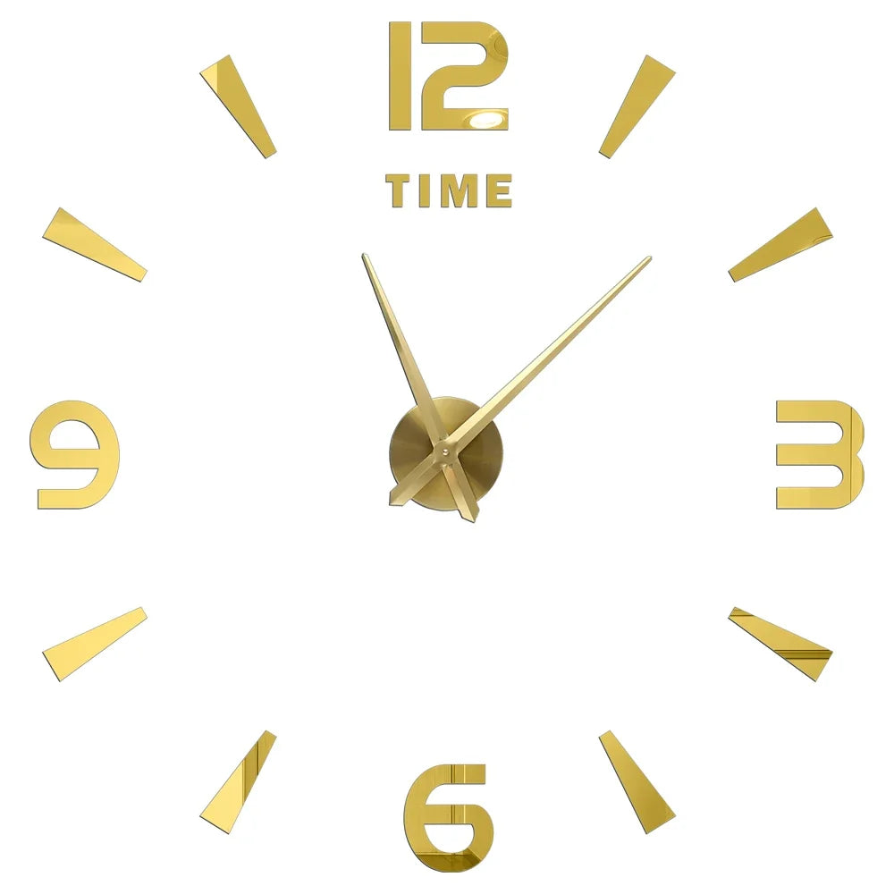 3D DIY Wall Clock - Modern Acrylic Mirror Sticker Quartz Clock For Living Room Decor With Silent Movement