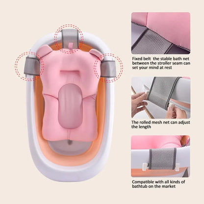 Non-Slip Baby Bath Cushion – Newborn Safety Support Pad & Soft Bathtub Mat