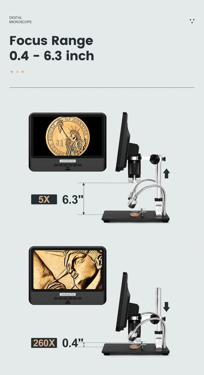 Andonstar AD208 Digital Microscope – 8.5" Adjustable LCD, 1080P HD, Black, Soldering Tool