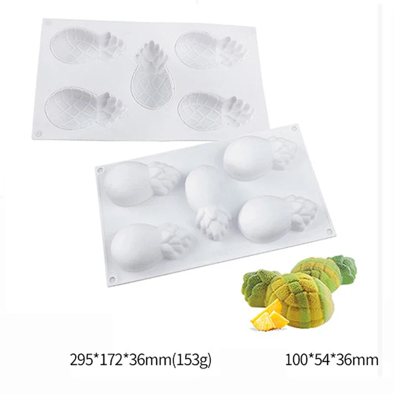 Fruit Series Silicone Cake Mold — Pineapple, Pear, Peach, Mango, Orange & Strawberry for French Dessert & Mousse Baking