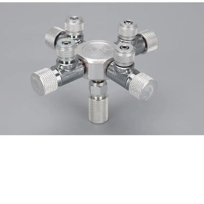 ZRDR Stainless Steel Aquarium CO2 Multi-Way Distributor – Splitter Needle Valve, Check Valve & Bubble Counter for Solenoid Regulator