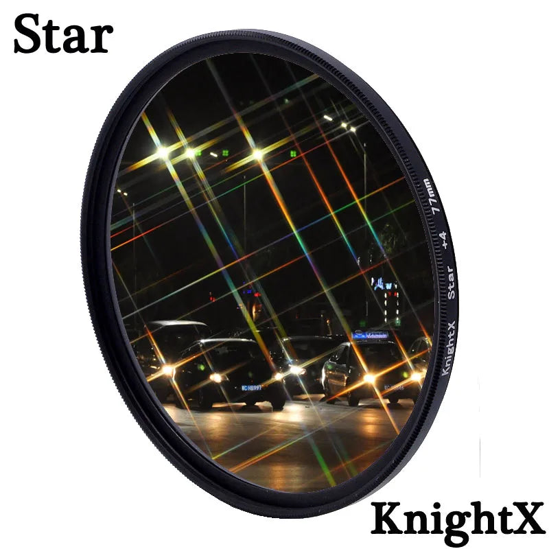 KnightX Star Line Camera Lens Filter - 4, 6, 8 Star Effects, Compatible with Canon, Sony, Nikon DSLR (52mm, 58mm, 67mm)
