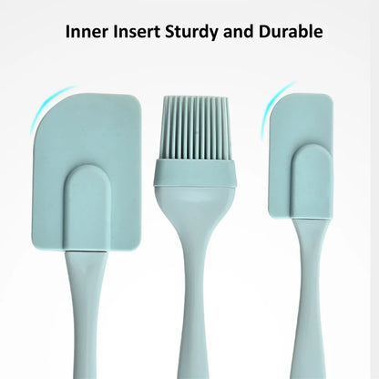 3Pcs Non-Stick Silicone Cream Scraper Set: Bread Cake Butter Spatula Mixer & Oil Brush - Kitchen Baking Tool with PP Handle