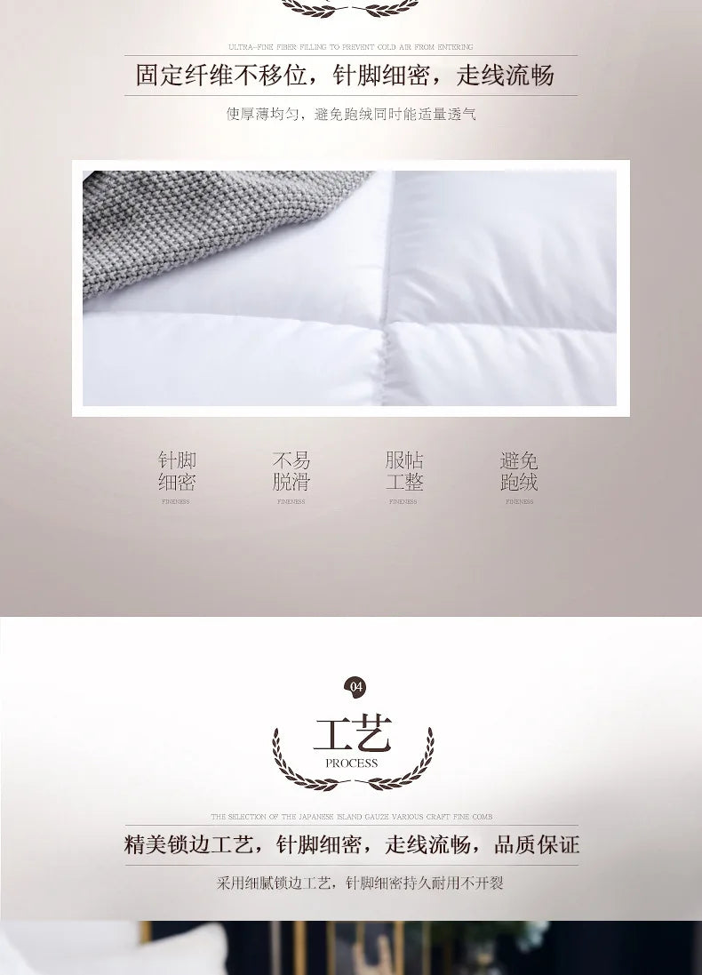 100% Goose Down Duvet – Quilted Cotton Comforter, Warm Winter Blanket with Solid Color Design