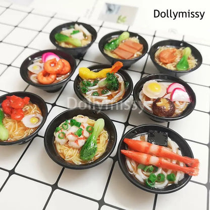 2PCS 1:6 Scale Miniature Japanese Seafood Noodles – Dollhouse Pretend Food for Blythe, Barbie, BJD & 1/6 Dolls Accessories