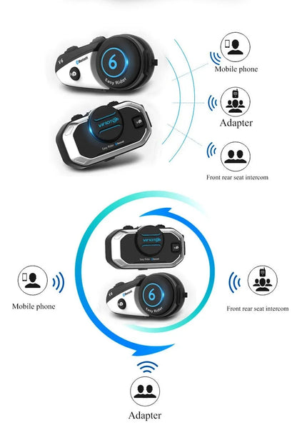 Easy Rider Vimoto V8 Motorcycle Helmet Bluetooth Headset — Multi-Functional Intercom & Interphone