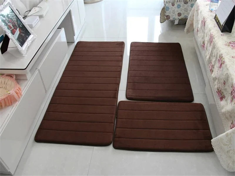 Water Absorption Anti-Slip Bath Mat Set - Bathroom, Toilet, Living Room, Bedroom Floor Carpet (1PC/3PC)