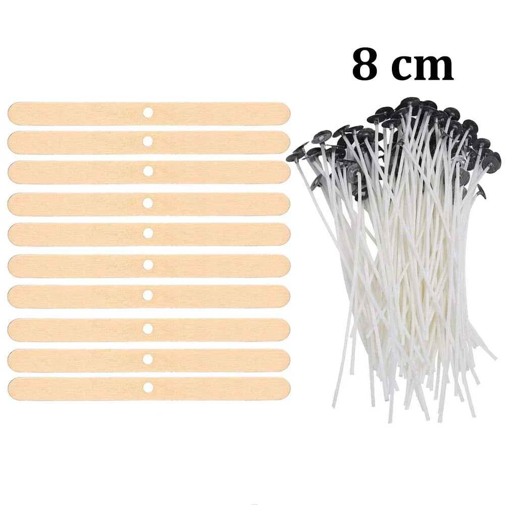 Smokeless Candle Wicks – Pre-Waxed Cotton Core with Metal Sustainer Tabs, 2.6-20cm for DIY Handmade Candle Making