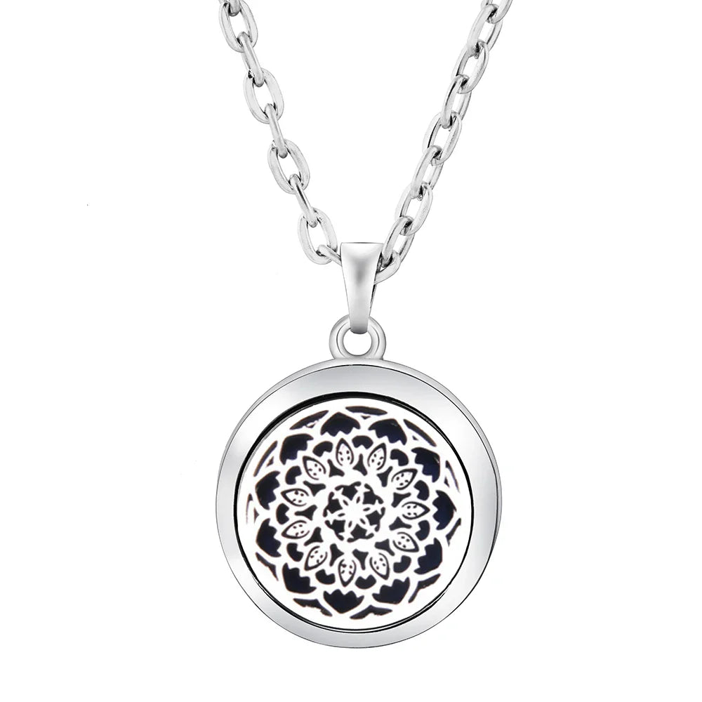 Stainless Steel Tree of Life Aromatherapy Necklace – Essential Oil Diffuser Pendant for Women