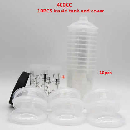 10pcs Bulk Sale Spray Gun Paint Tank Mixing Cup - Disposable Measuring Cup Type H/O Quick Cup - 165/400/600ml