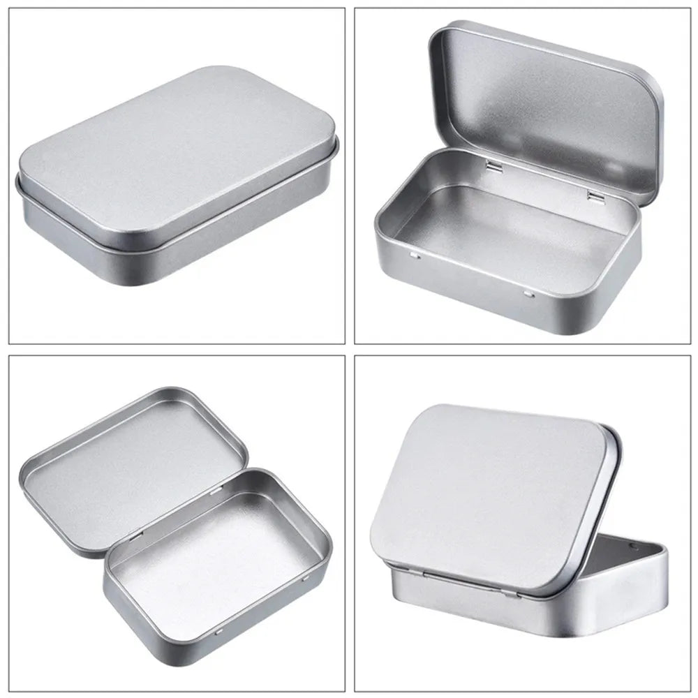 Square Silver Tin Storage Boxes – Small Metal Box for Jewelry, Keys, Coins & Wedding Candy
