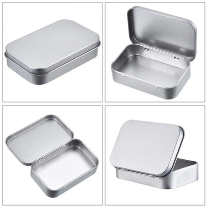 Square Silver Tin Storage Boxes – Small Metal Box for Jewelry, Keys, Coins & Wedding Candy
