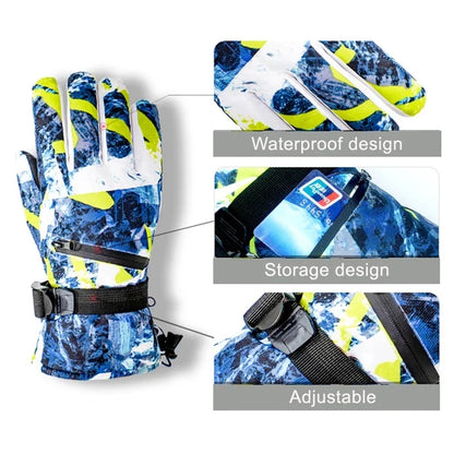 Winter Ski and Snowboard Gloves – Waterproof PU Leather, Non-Slip Touch Screen, Fleece Warmth for Motorcycle and Cycling