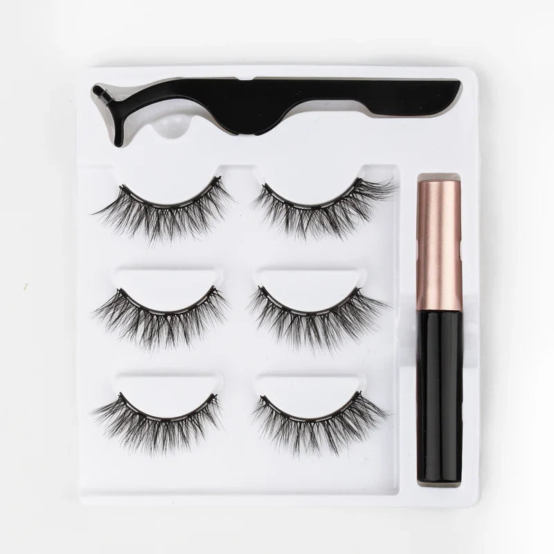2/3/4 Pairs Magnetic Eyelashes Set - Waterproof Liquid Eyeliner, Tweezer, Dramatic 3D Mink Lashes for Makeup