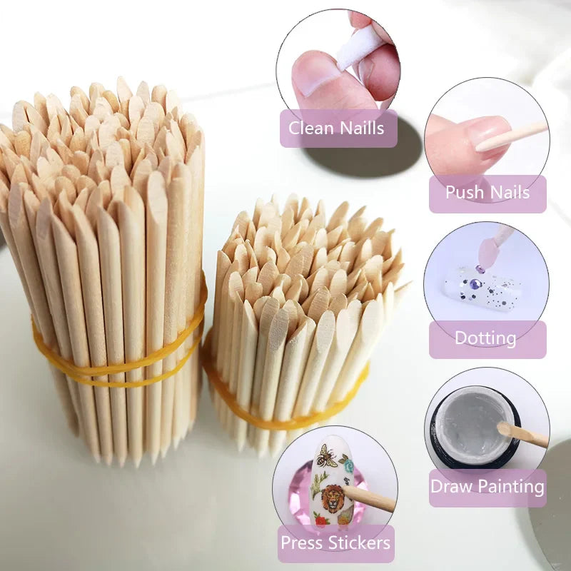 Lurayee Orange Wood Nail Cuticle Pusher – Manicure Tool for Nail Art, Gel Polish, and Nail Design
