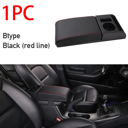 SEAMETAL Car Armrest Box Cushion – Adjustable Soft Elbow Support with USB Charging & Cup Holder Universal Interior Accessory