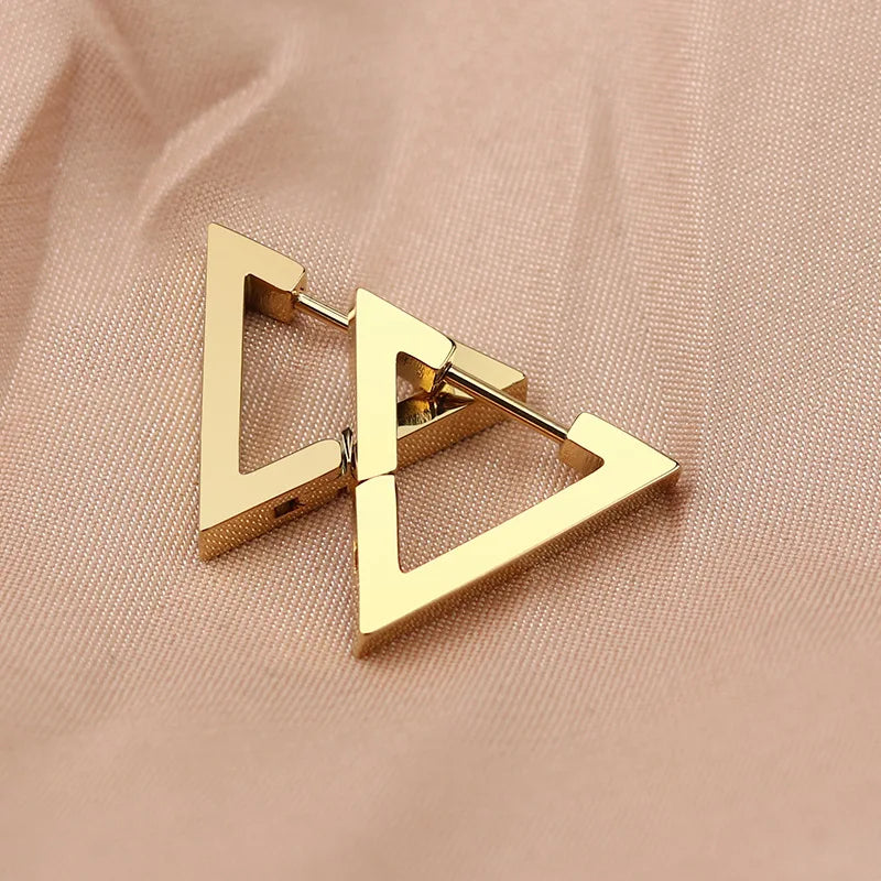 MEYRROYU Stainless Steel Mini Hoop Earrings – 3 Color Geometric Jewelry for Women & Men