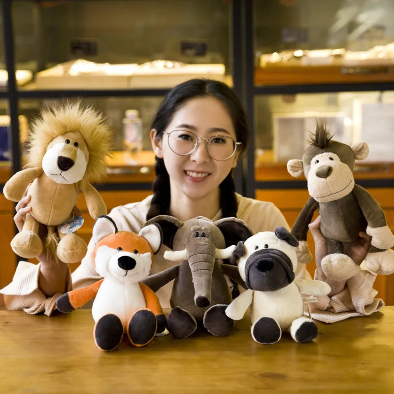 25cm Lifelike Animal Plush Toy - Lion, Tiger, Elephant, Monkey, Leopard, Giraffe & Raccoon Soft Stuffed Doll Gift