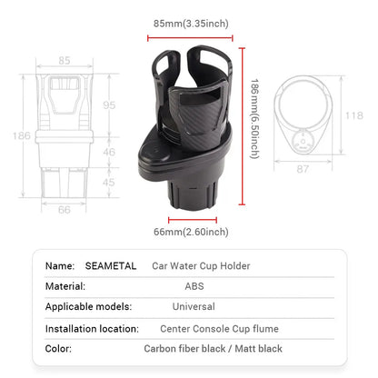 SEAMETAL 2-in-1 Car Cup Holder Expander : 360 Degree Adjustable Base Drink Holder - Anti-Shake Stable Auto Bottle Organizer