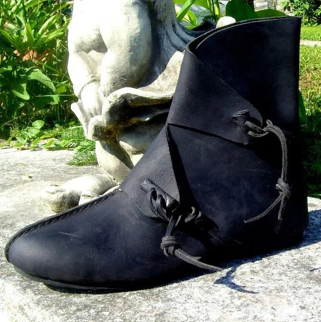 Men’s Medieval Cosplay Boots – PU Leather Ankle Shoes, Victorian Renaissance Style