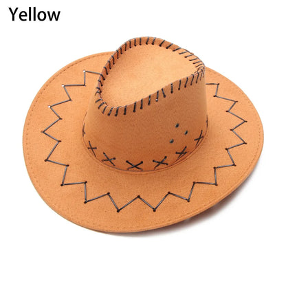 Western Cowboy Hat – Faux Leather Fedora for Men, Women & Kids, Wide Brim Beach & Travel Cap in Black, White & Pink