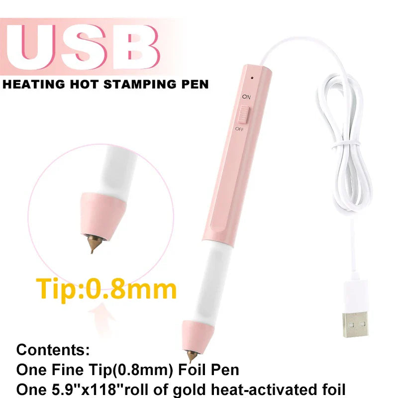 All-in-One USB Heat Foil Pen Kit – Calligraphy & DIY Lettering with 3 Nibs for Custom Foiling