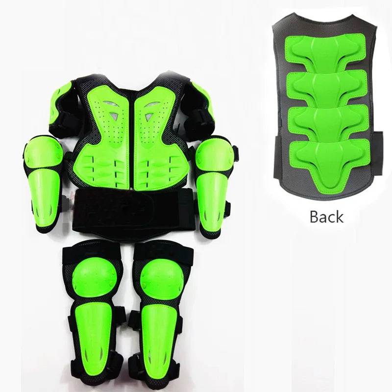 Kids Motocross Body Armor Vest – Chest, Spine & Knee Protection Gear for Boys & Girls (Height 0.85–1.7m)