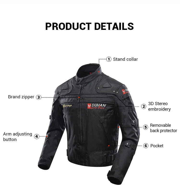 DUHAN Windproof Motocross Jacket & Pants for Men – Wear-Resistant Motorcycle Gear with Body Armor, Winter Moto Clothing