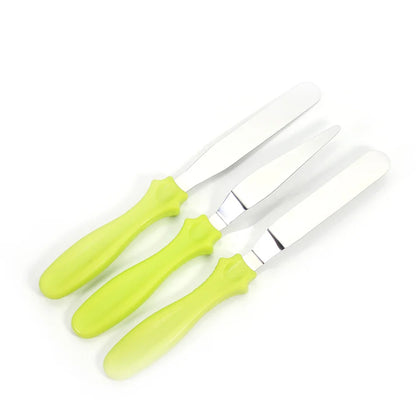Small 3-Piece Cranked (Angled) Spatula Palette Knife Set — Icing, Fondant & Cake Decorating Tools