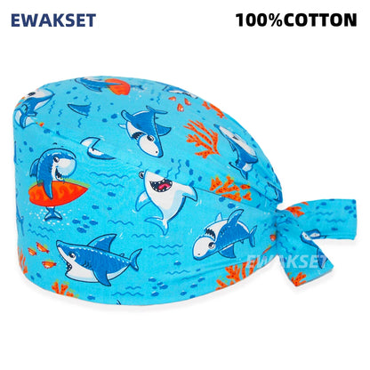 Unisex Soft Scrub Cap – Cartoon Print Surgical Hat for Men and Women, Operating Room Nursing Accessories