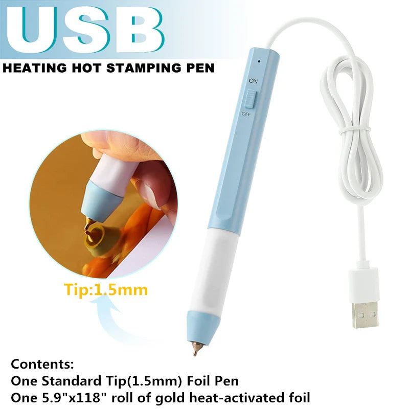 All-in-One USB Heat Foil Pen Kit – Calligraphy & DIY Lettering with 3 Nibs for Custom Foiling