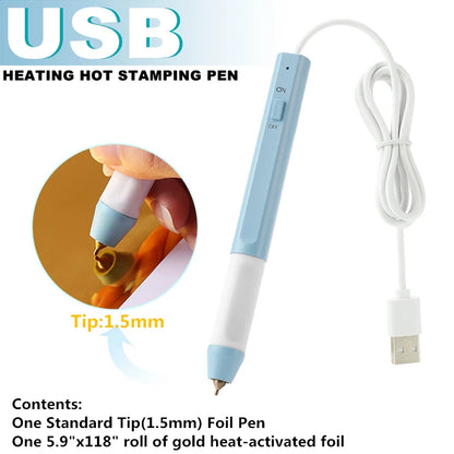 All-in-One USB Heat Foil Pen Kit – Calligraphy & DIY Lettering with 3 Nibs for Custom Foiling