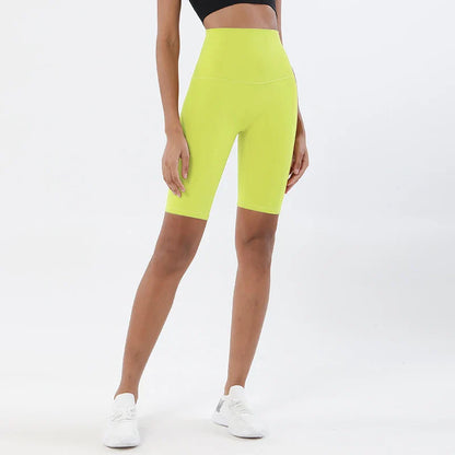 SOISOU Women’s High Waist Nylon Sports Shorts – Breathable No-Show Seamless Yoga, Gym & Cycling Fitness Shorts (24 Colors)