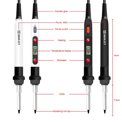 Adjustable Temperature Electric Soldering Iron: 60W/80W Mini Handle Rework Station - Heat Pencil Welding Repair Tools