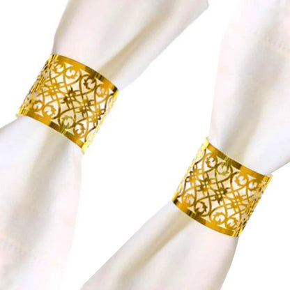 25Pcs Hollow Pattern Gold and Silver Napkin Rings - Elegant Wedding and Party Table Decorations