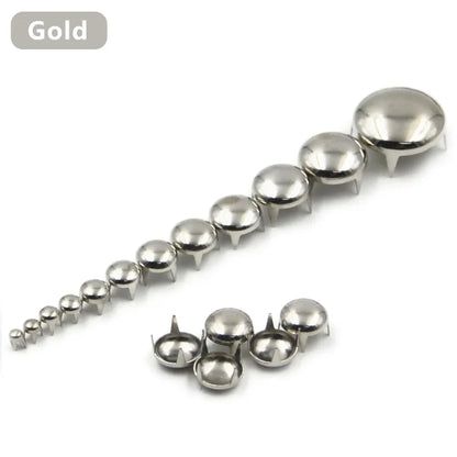100pcs Round Dome Rivets Spike Studs 2.5-16mm – Punk Rock DIY Leather Craft for Shoes, Clothing & Bags