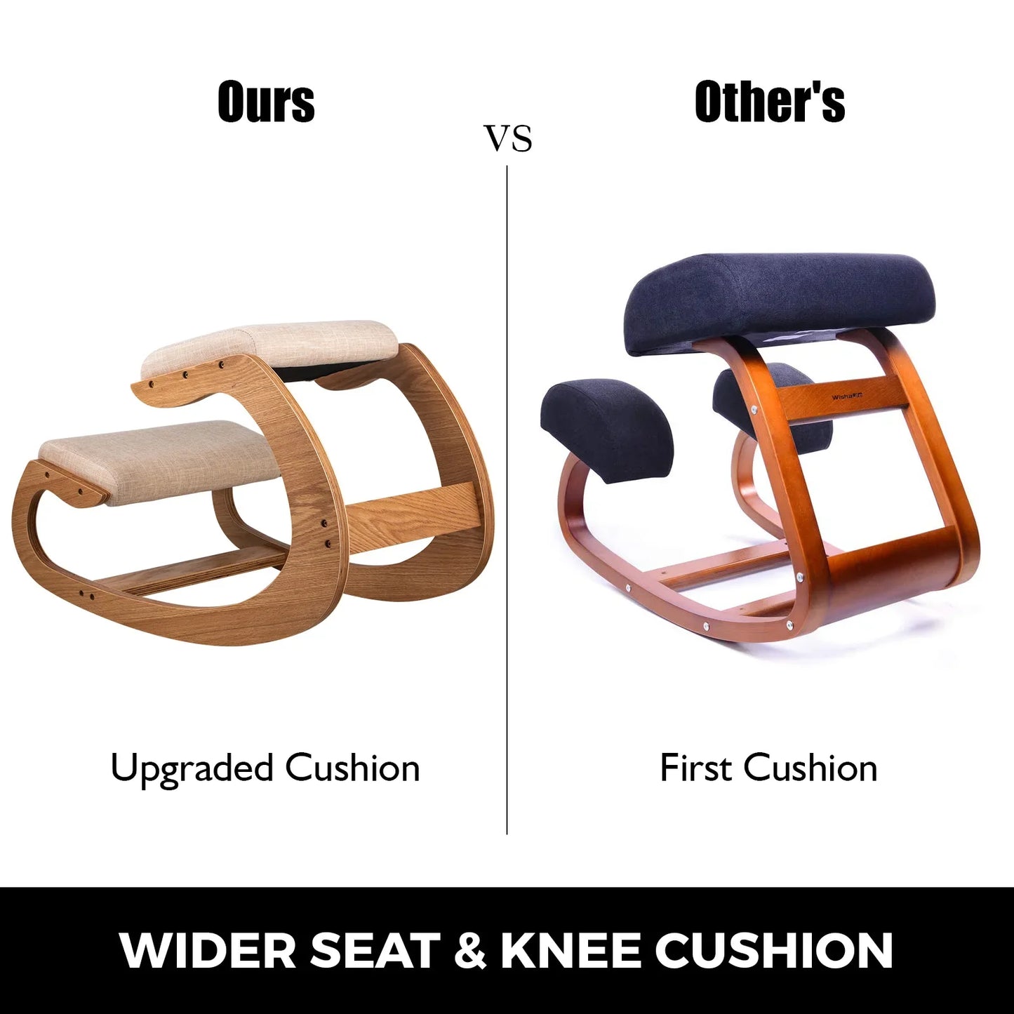VEVOR Ergonomic Wooden Kneeling Chair — Rocking Stool with Thick Cushion for Correct Posture, Home & Office Use