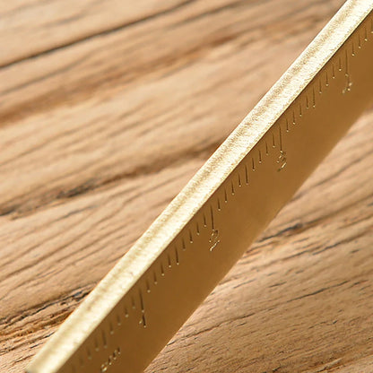 Vintage Brass Straight Ruler — Metal Triangle Protractor Measuring Tool for Students