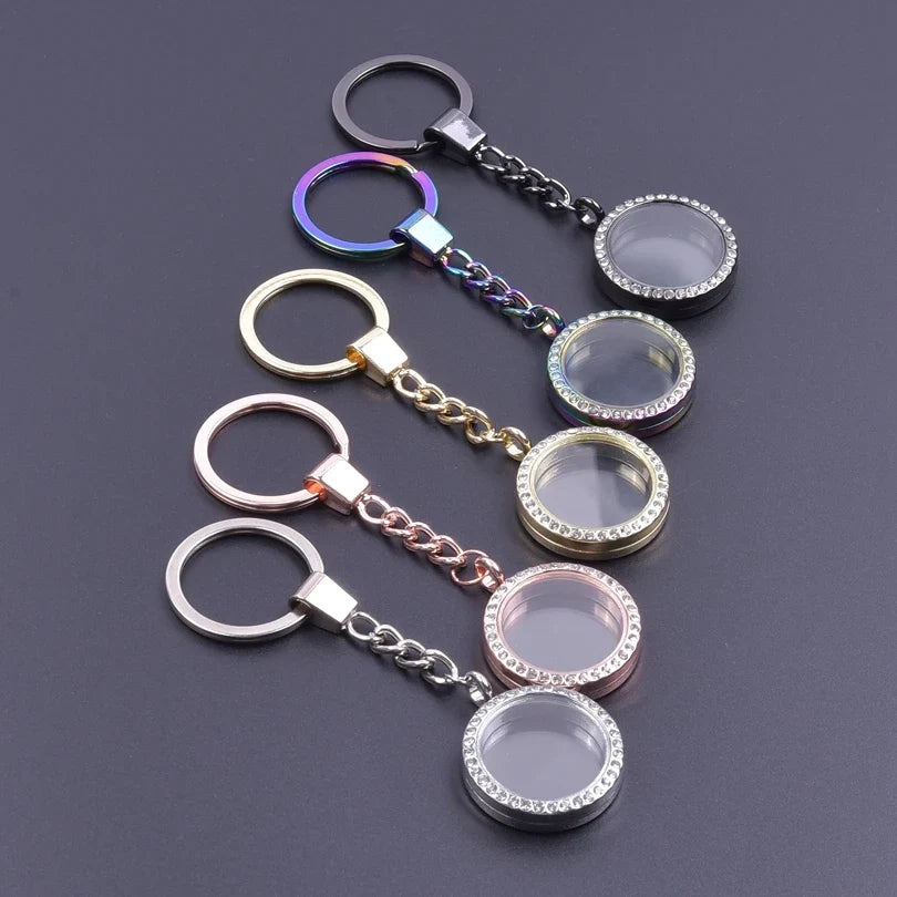 25-40mm Round Openable Reliquary Locket - Photo Memory Pendant, Cremation Ashes Keepsake, Glass Keychain & Memorial Jewelry