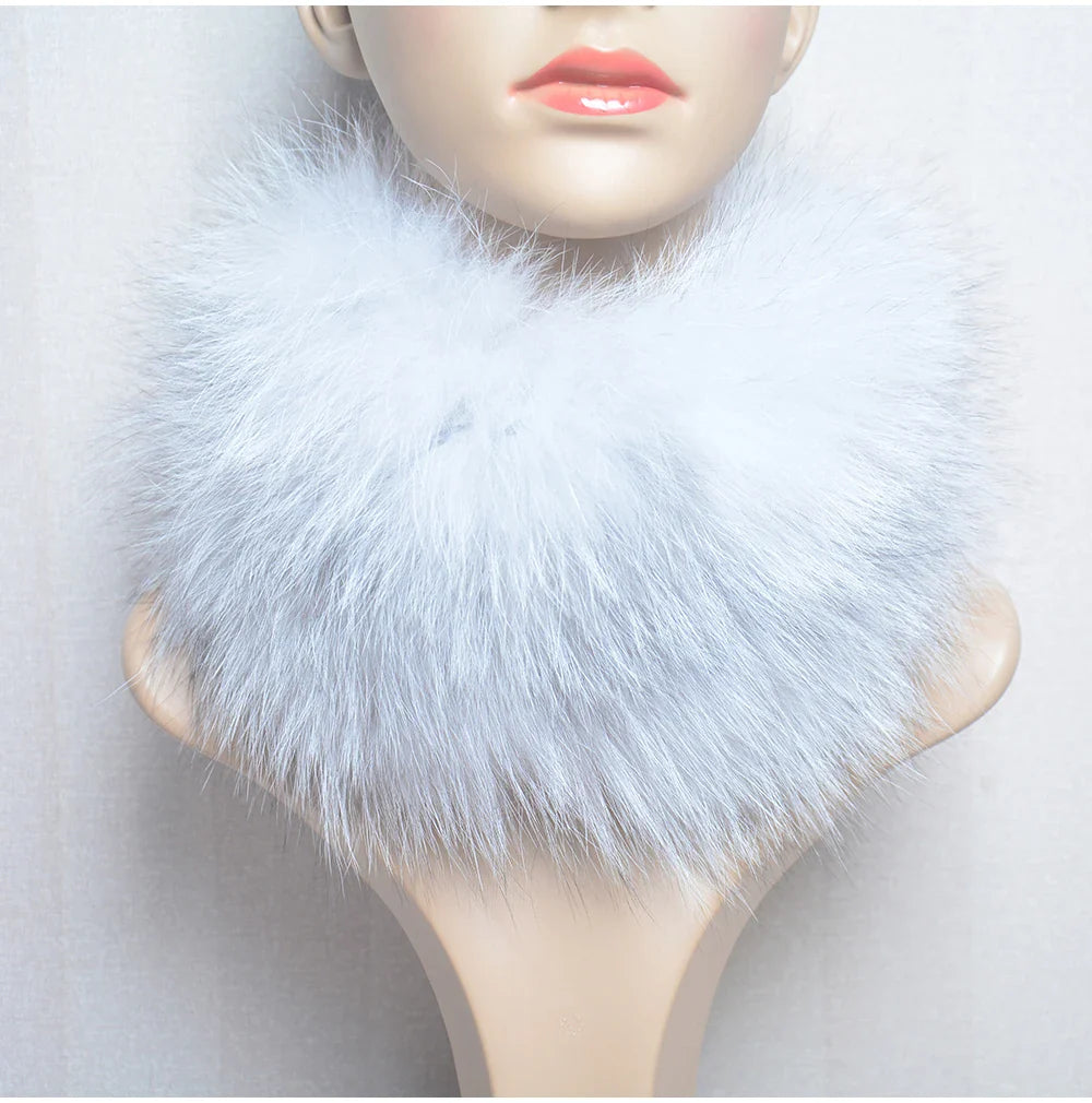 2025 Real Fox Fur Scarf and Headband – Luxury Winter Neck Warmer for Women, 100% Natural Fur, Elastic Ring Muffler