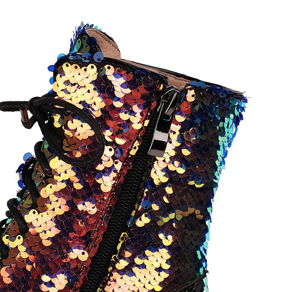 Women’s Color-Changing Sequin Boots - Magical Multi-Color Autumn & Winter Fashion Shoes