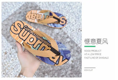 2023 Men’s Flip Flops – Trendy Anti-Skid Casual Beach Slides, Outdoor & Household Sandals