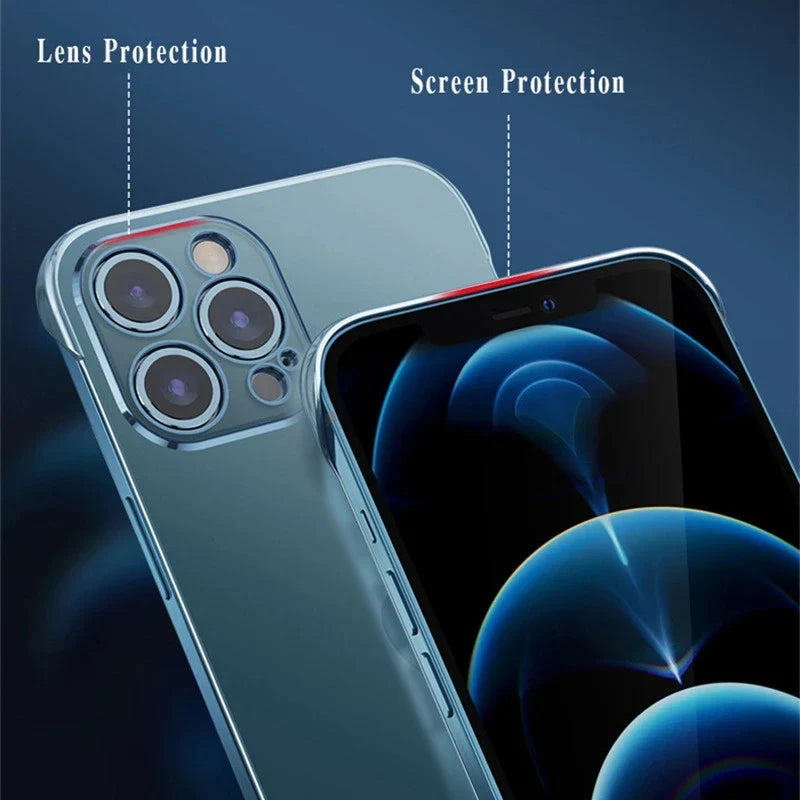Transparent Borderless Anti-Drop PC Hard Shell Case for iPhone 16/15/14/13/12/11 Pro Max, XR, XS, Mini, SE, 7, 8 Plus